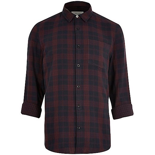 Burgundy double faced casual check shirt 