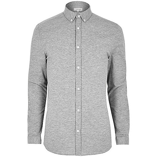 Grey marl casual muscle fit shirt 
