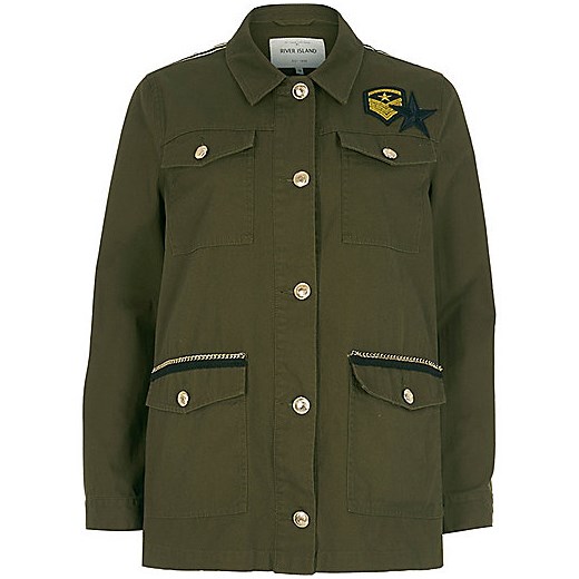 Khaki green badge army jacket 