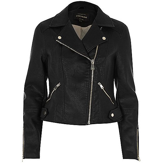 Black faux leather biker jacket 