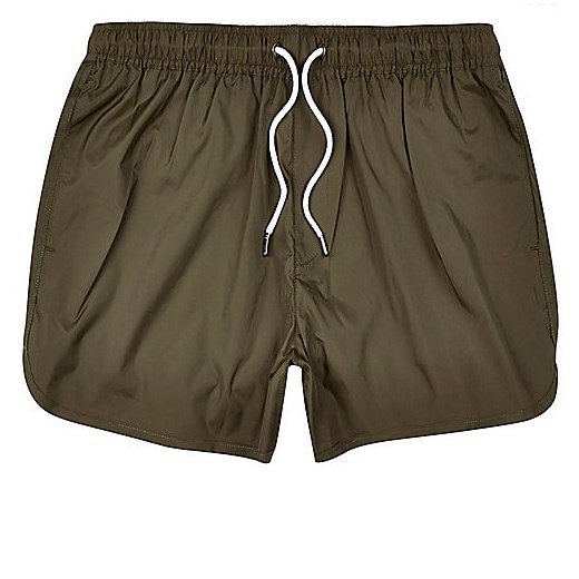 Khaki green plain swim shorts 