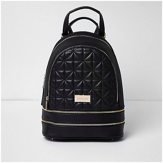 Black double zip quilted backpack 