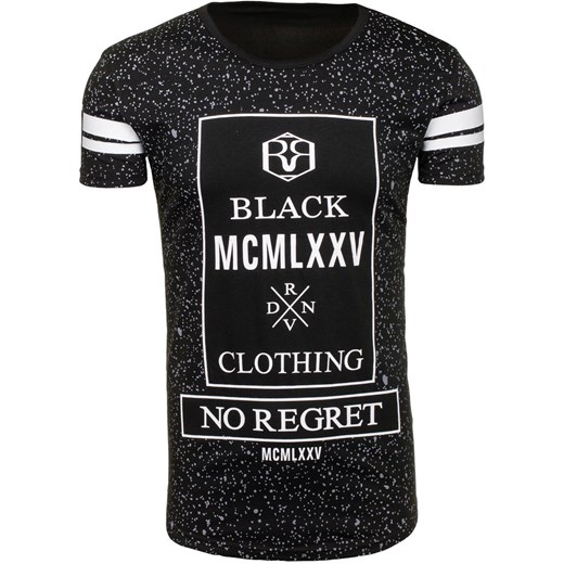 Czarny t-shirt męski z nadrukiem Denley S023  Denley.pl L 