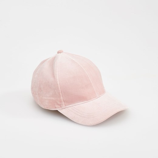 Reserved - Aksamitna czapka z daszkiem - Różowy bezowy Reserved One Size 