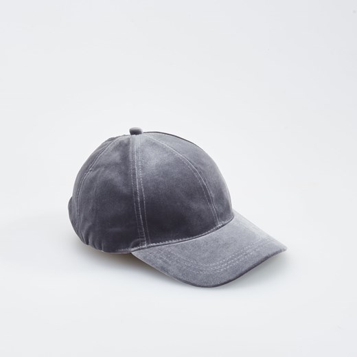 Reserved - Aksamitna czapka z daszkiem - Szary niebieski Reserved One Size 