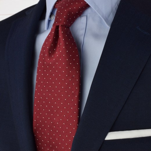 Krawat jedwabno - lniany w kropki (rubin) czerwony Republic Of Ties  