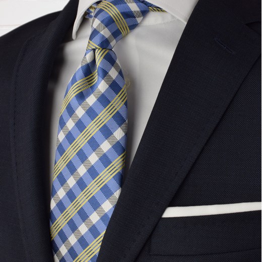 Krawat jedwabny w niebieską kratę Republic Of Ties niebieski  