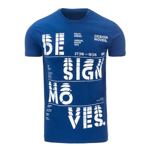 T-shirt męski z nadrukiem niebieski (rx1803)