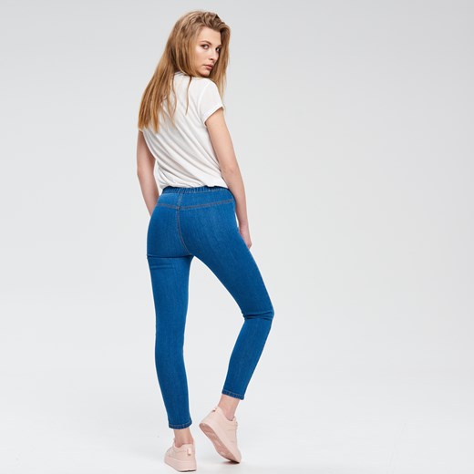 Cropp - Spodnie z elastyczną talią - Niebieski  Cropp 42 