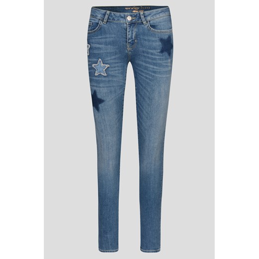 Jeansy skinny z naszywkami niebieski Orsay 40 orsay.com