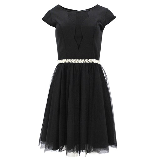 Sukienka z seksownym dekoltem i tiulem (czarna) czarny   eStilex