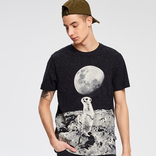 Cropp - Księżycowy t-shirt - Czarny Cropp  S 