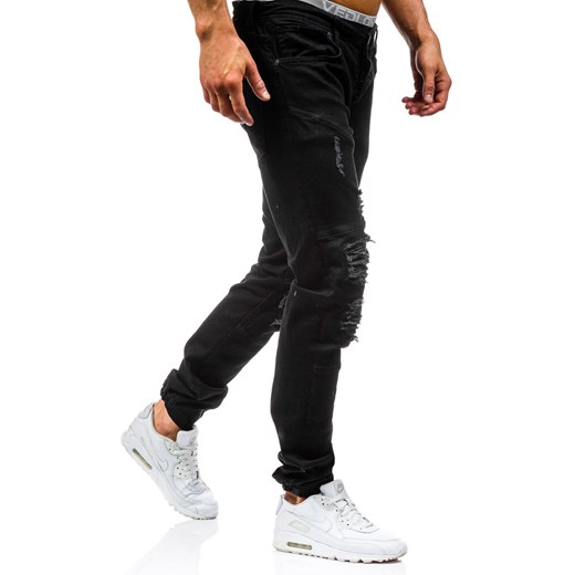 Czarne spodnie jeansowe joggery męskie Denley 456 Denley.pl  34 