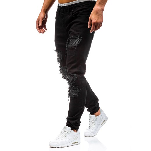 Czarne spodnie jeansowe joggery męskie Denley 820 Denley.pl  34 
