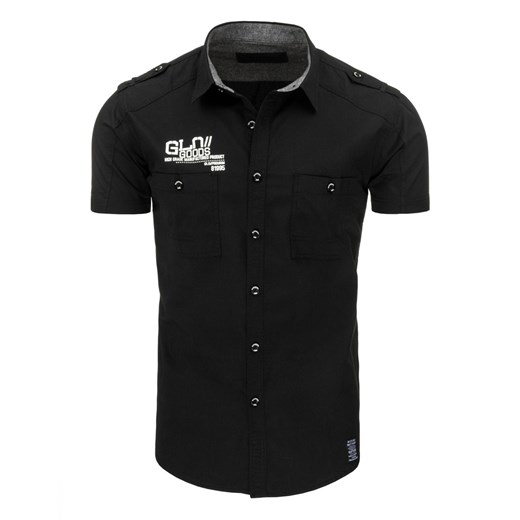 Koszula męska z krótkim rękawem czarna (kx0725)  Dstreet XL 
