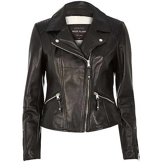 Black leather biker jacket 