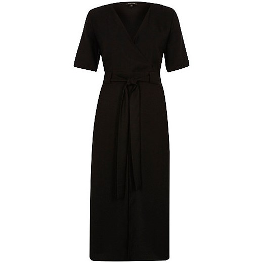 Black wrap shirt midi dress   River Island  