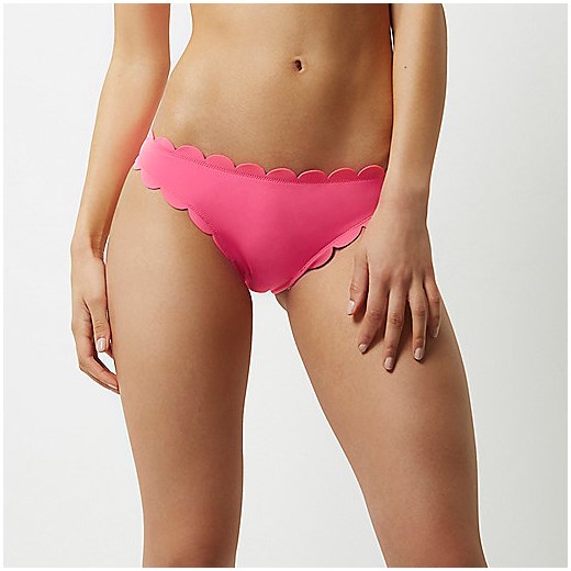 Pink scallop detail bikini bottoms 