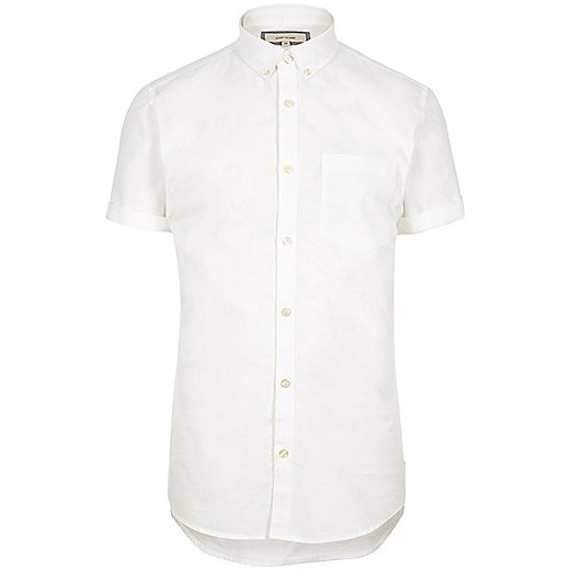 White casual slim fit Oxford shirt 