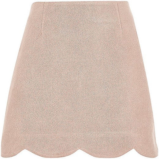 Pink faux suede scallop hem mini skirt  River Island   