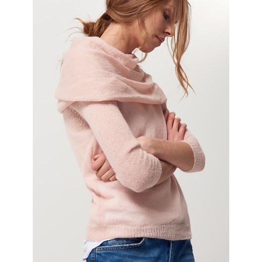 Mohito - Pudrowy sweter z domieszką moheru - Różowy Mohito rozowy XL 
