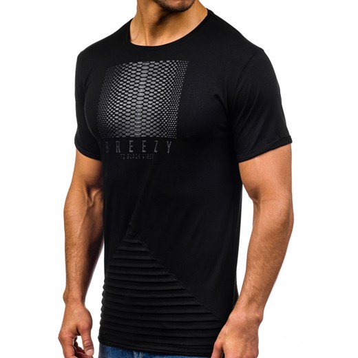 Czarny t-shirt męski z nadrukiem Denley 360  Denley.pl L okazyjna cena  