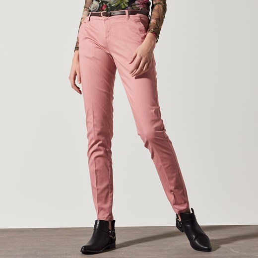 House - Materiałowe spodnie z paskiem - Różowy rozowy House L 