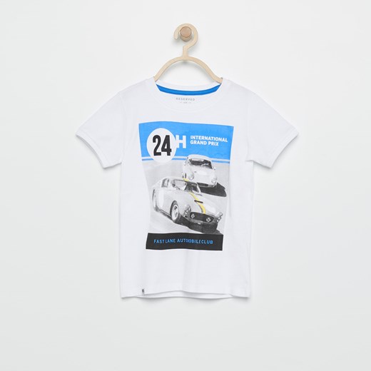 Reserved - T-shirt z nadrukiem - Biały niebieski Reserved 128 