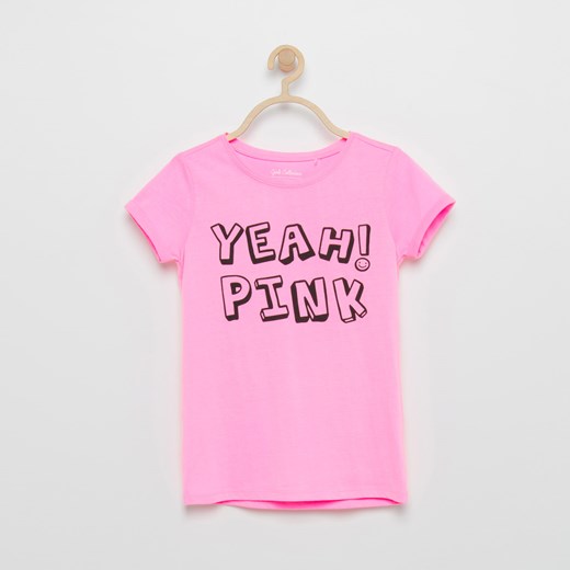 Reserved - T-shirt z nadrukiem - Różowy Reserved rozowy 134 