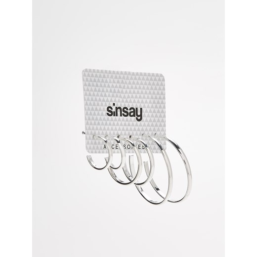 Sinsay - 3 pack kolczyków w kształcie koła - Szary szary Sinsay One Size