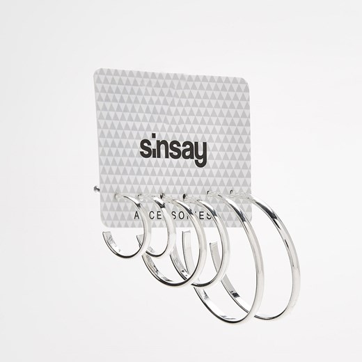 Sinsay - 3 pack kolczyków w kształcie koła - Szary Sinsay szary One Size