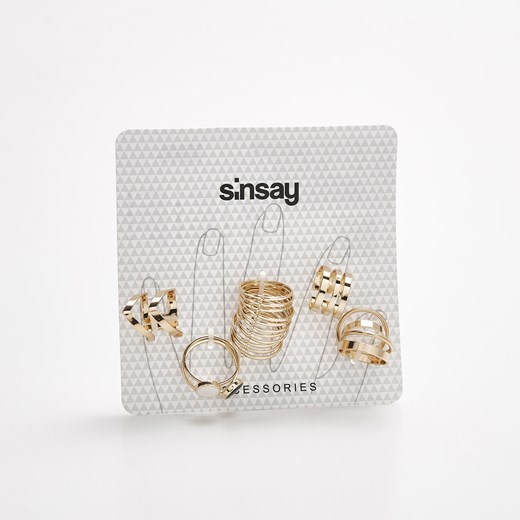 Sinsay - Paka pierścionków - Beżowy Sinsay szary One Size 