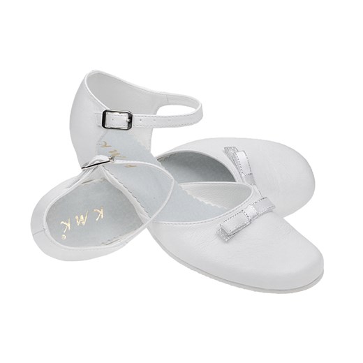 Pantofelki buty komunijne dla dziewczynki KMK 162 Białe kokardka