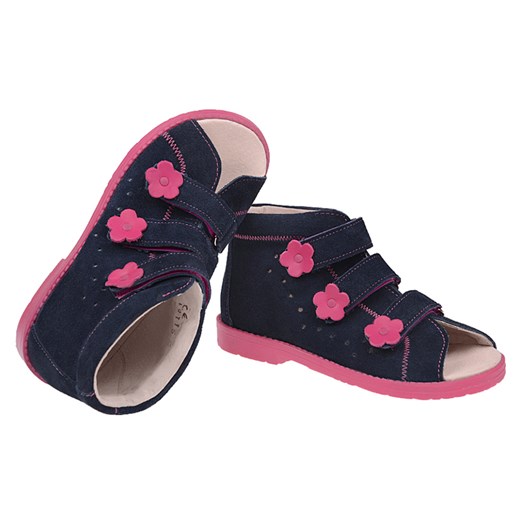 Sandały Profilaktyczne Ortopedyczne Buty DAWID 1043 Granat+Róż GRC