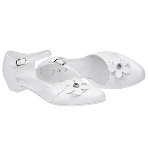 Pantofelki buty komunijne dla dziewczynki KMK 179 Białe