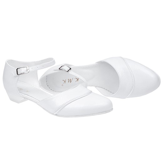 Pantofelki buty komunijne dla dziewczynki KMK 181 Białe