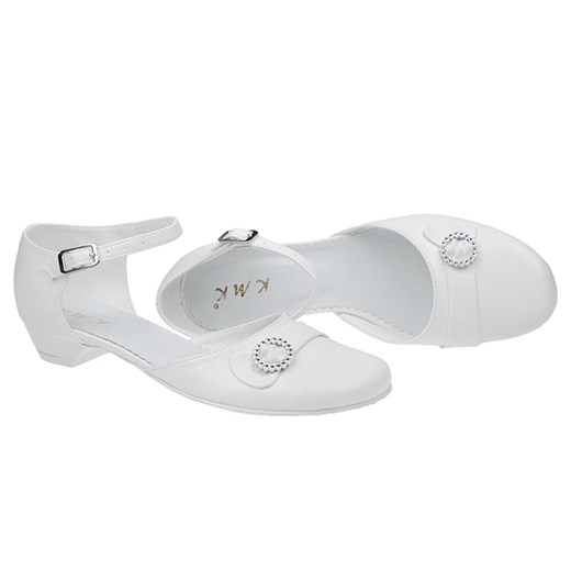 Pantofelki buty komunijne dla dziewczynki KMK 42 Białe