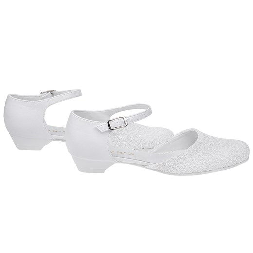 Pantofelki buty komunijne dla dziewczynki KMK 189 Białe Perełki