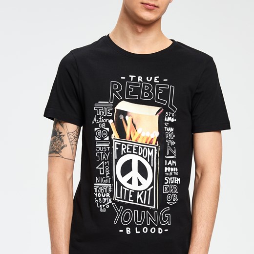 Cropp - T-shirt dla prawdziwych buntowników - Czarny Cropp  L 