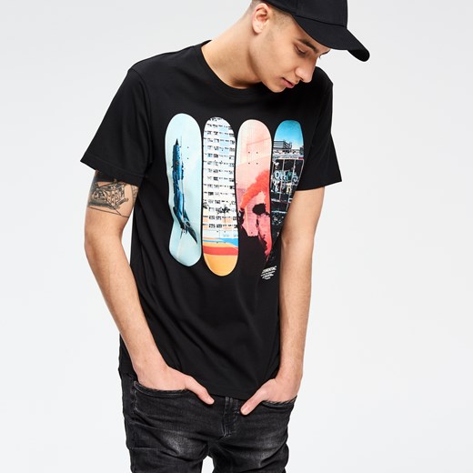 Cropp - T-shirt skatemental - Czarny Cropp  XL 