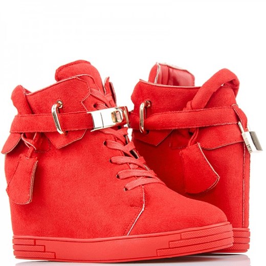 Czerwone Sneakersy na Koturnie - Złota Kłódka Wilady pomaranczowy 41 