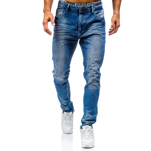 Niebieskie spodnie jeansowe męskie Denley 0165-1 Denley.pl  32 