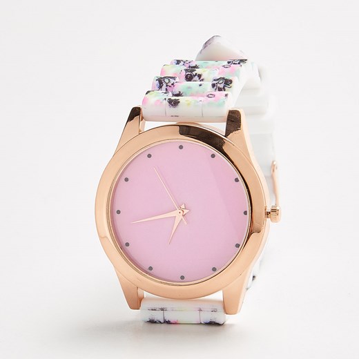 Sinsay - Zegarek na rękę z motywem kwiatów - Różowy