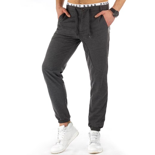 Spodnie męskie dresowe baggy antracytowe (ux0820)