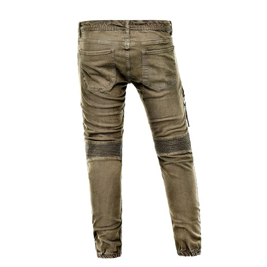 Spodnie jeansowe męskie joggery - ta43 khaki