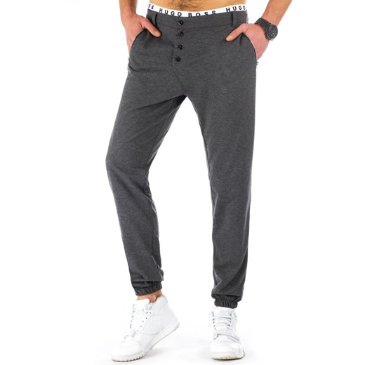 Spodnie męskie dresowe baggy antracytowe (ux0818) Dstreet szary M 