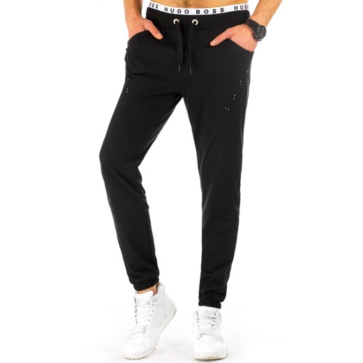 Spodnie męskie dresowe baggy czarne (ux0814) czarny Dstreet S 