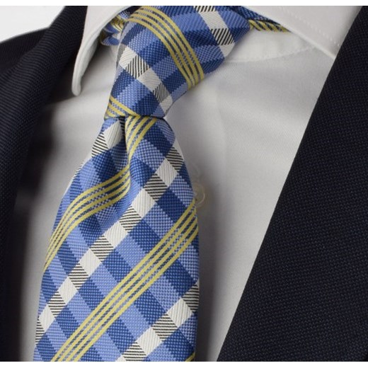 Krawat jedwabny w niebieską kratę
