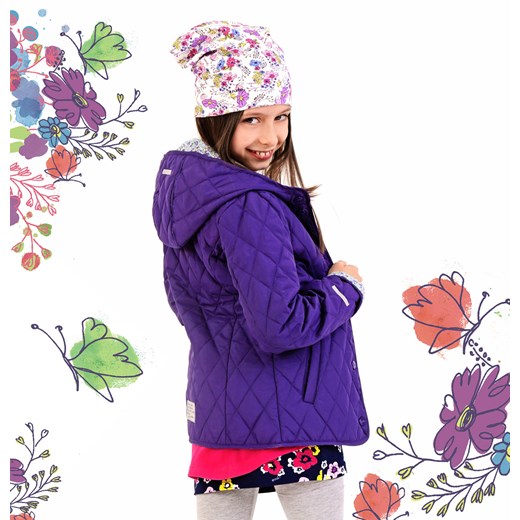 Pikowana kurtka z kapturem dla dziewczynki 9-13 lat