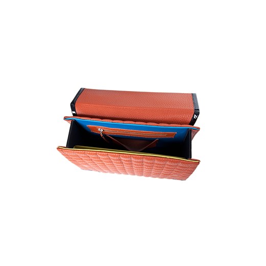 Brązowa torba do ręki typu kuferek mostrami pomaranczowy torebka